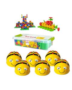 Bundle 6 Bee- Bots and Korbo EDU 430. Programmable and Rechargeable Floor Robot along set of creative blocks